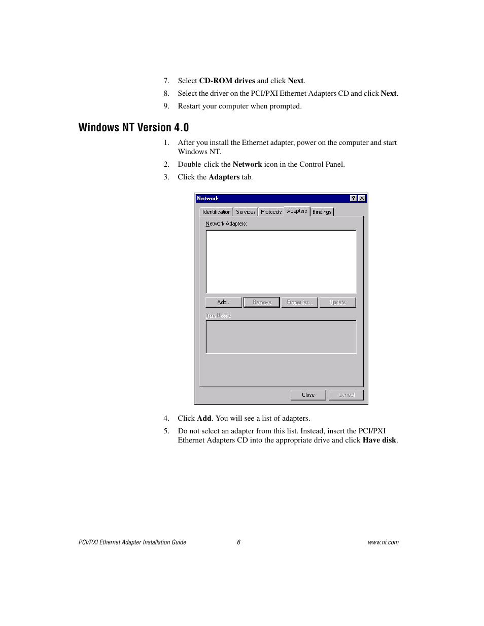 Windows nt version 4.0 | National Instruments NI-488TM User Manual | Page 6 / 12