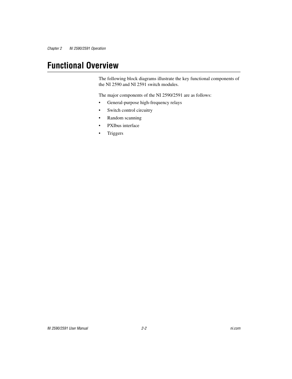Functional overview, Functional overview -2 | National Instruments NI 2590/2591 User Manual | Page 16 / 44