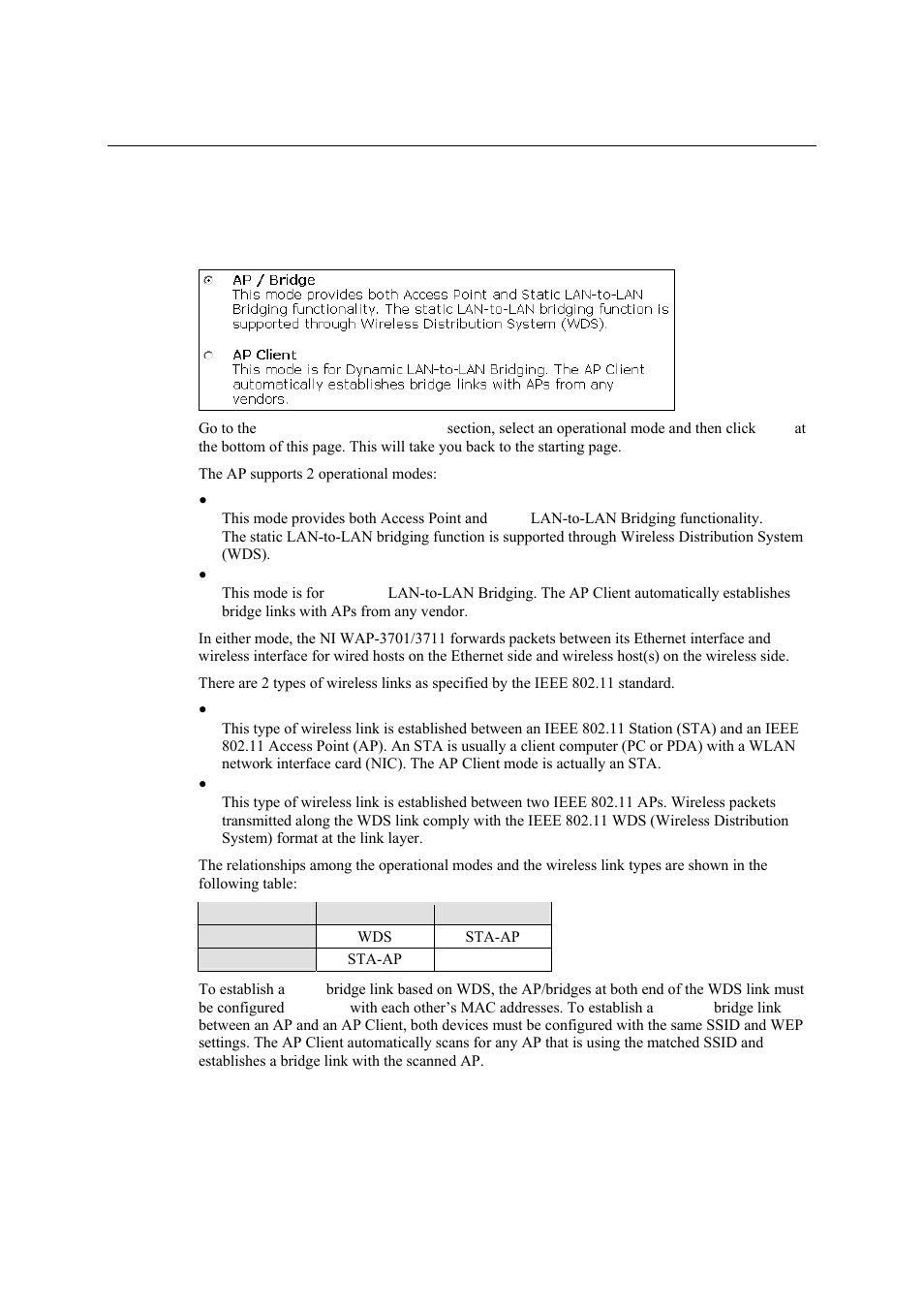 General operations, Specifying the operational mode, Specifying the operational mode -5 | National Instruments NI WAP-3711 User Manual | Page 19 / 47
