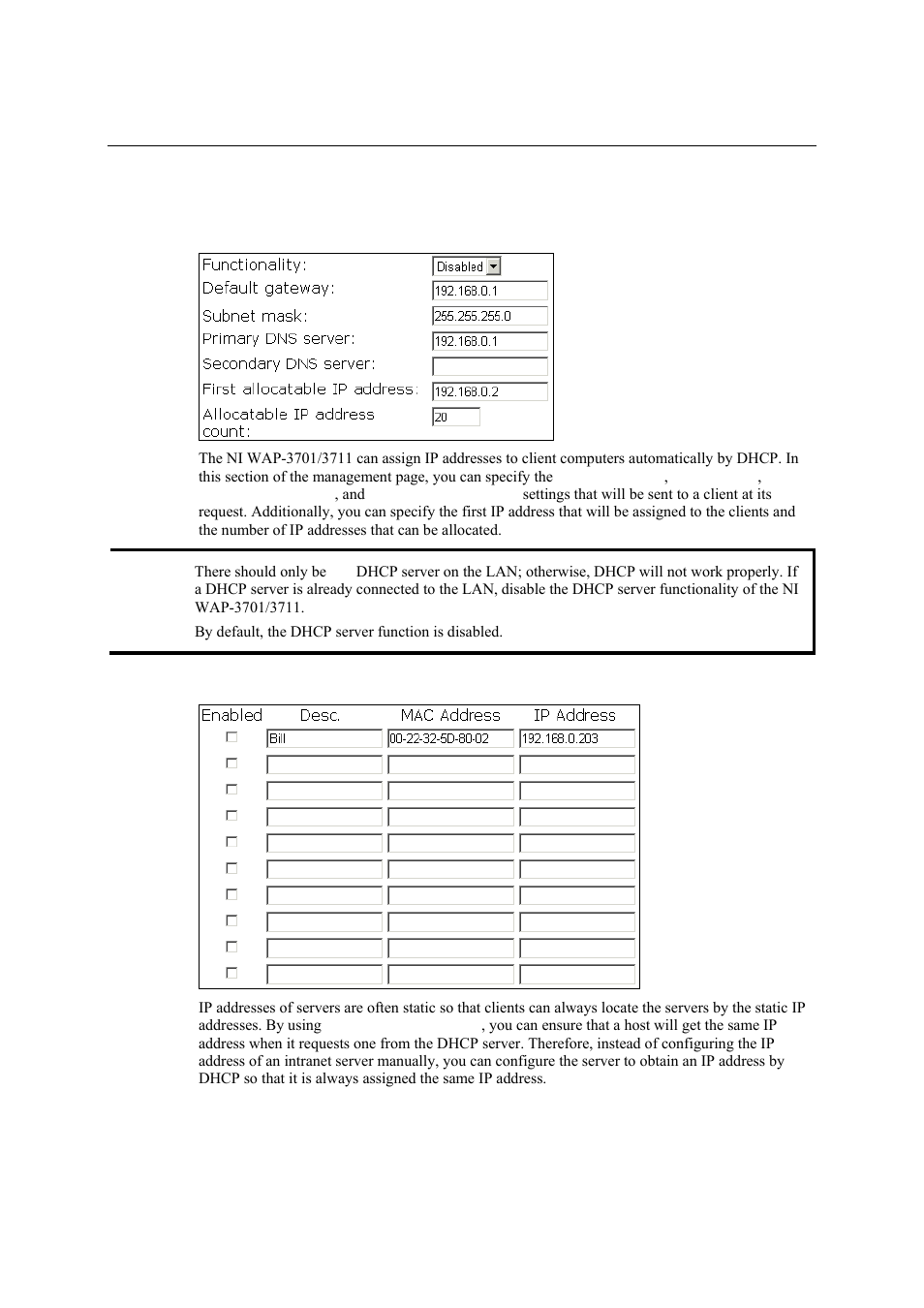 Dhcp server (ap/bridge modes only), Dhcp server (ap/bridge modes only) -11 | National Instruments NI WAP-3711 User Manual | Page 25 / 47