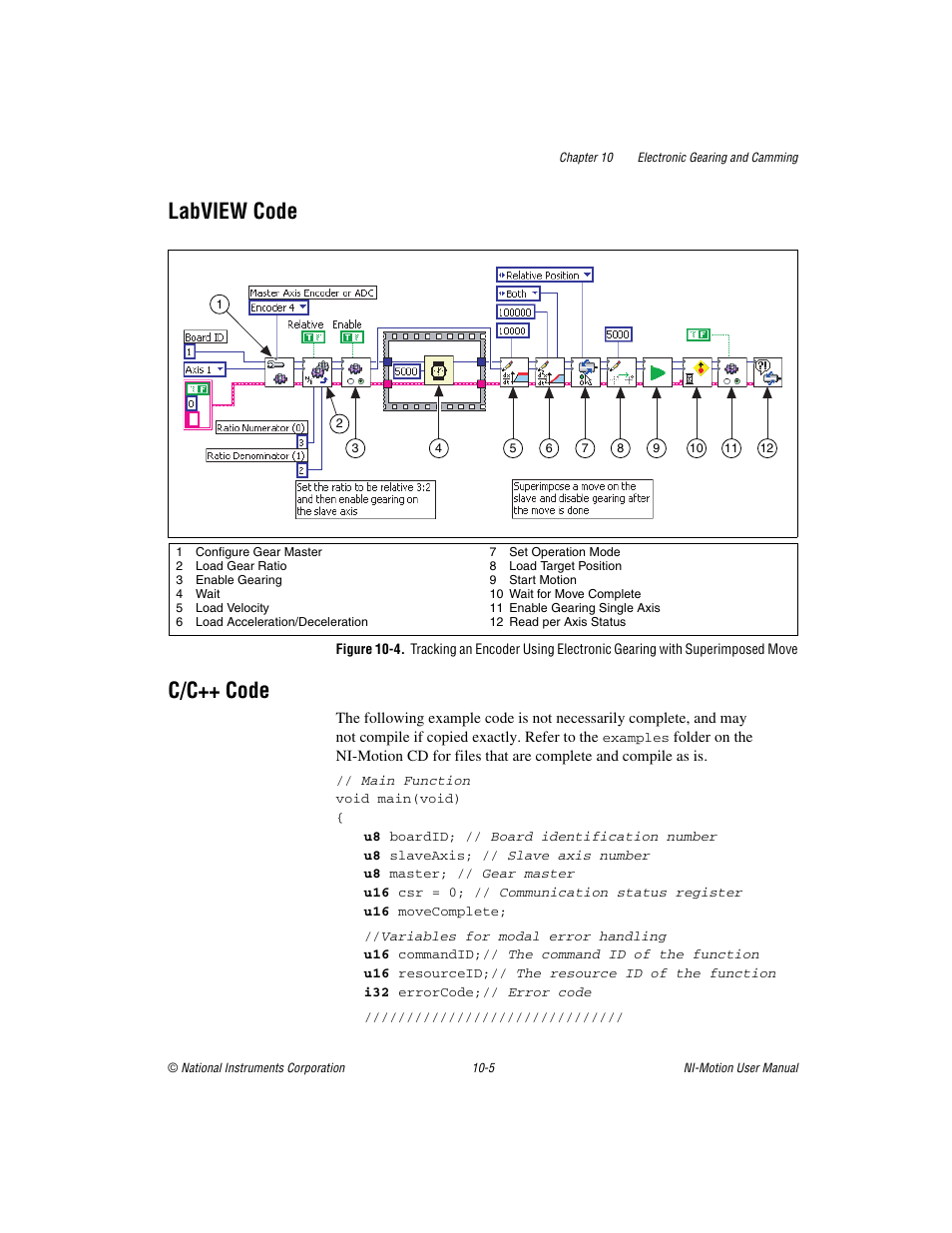 Labview code, C/c++ code, Labview code -5 c/c++ code -5 | National Instruments NI-Motion User Manual | Page 127 / 305