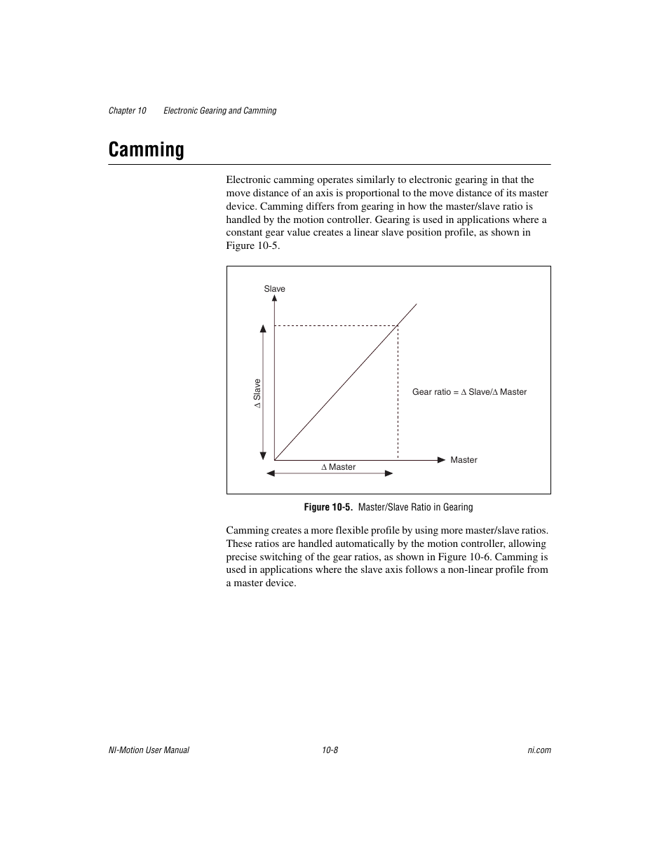 Camming, Figure 10-5. master/slave ratio in gearing, Camming -8 | National Instruments NI-Motion User Manual | Page 130 / 305