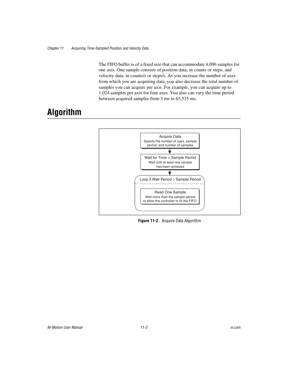 Algorithm, Figure 11-2. acquire data algorithm, Algorithm -2 | National Instruments NI-Motion User Manual | Page 146 / 305