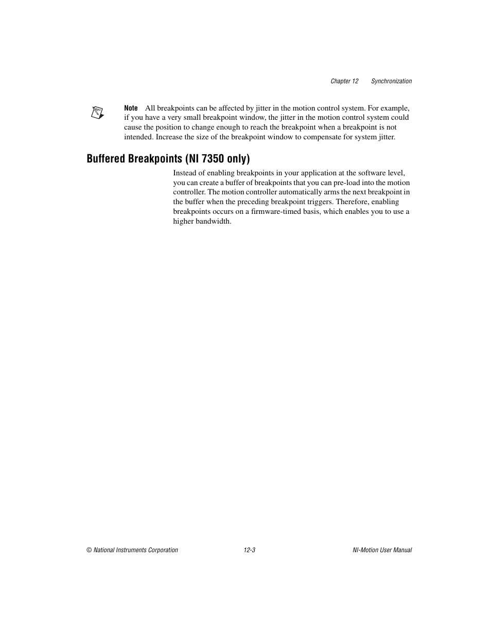 Buffered breakpoints (ni 7350 only), Buffered breakpoints (ni 7350 only) -3 | National Instruments NI-Motion User Manual | Page 153 / 305