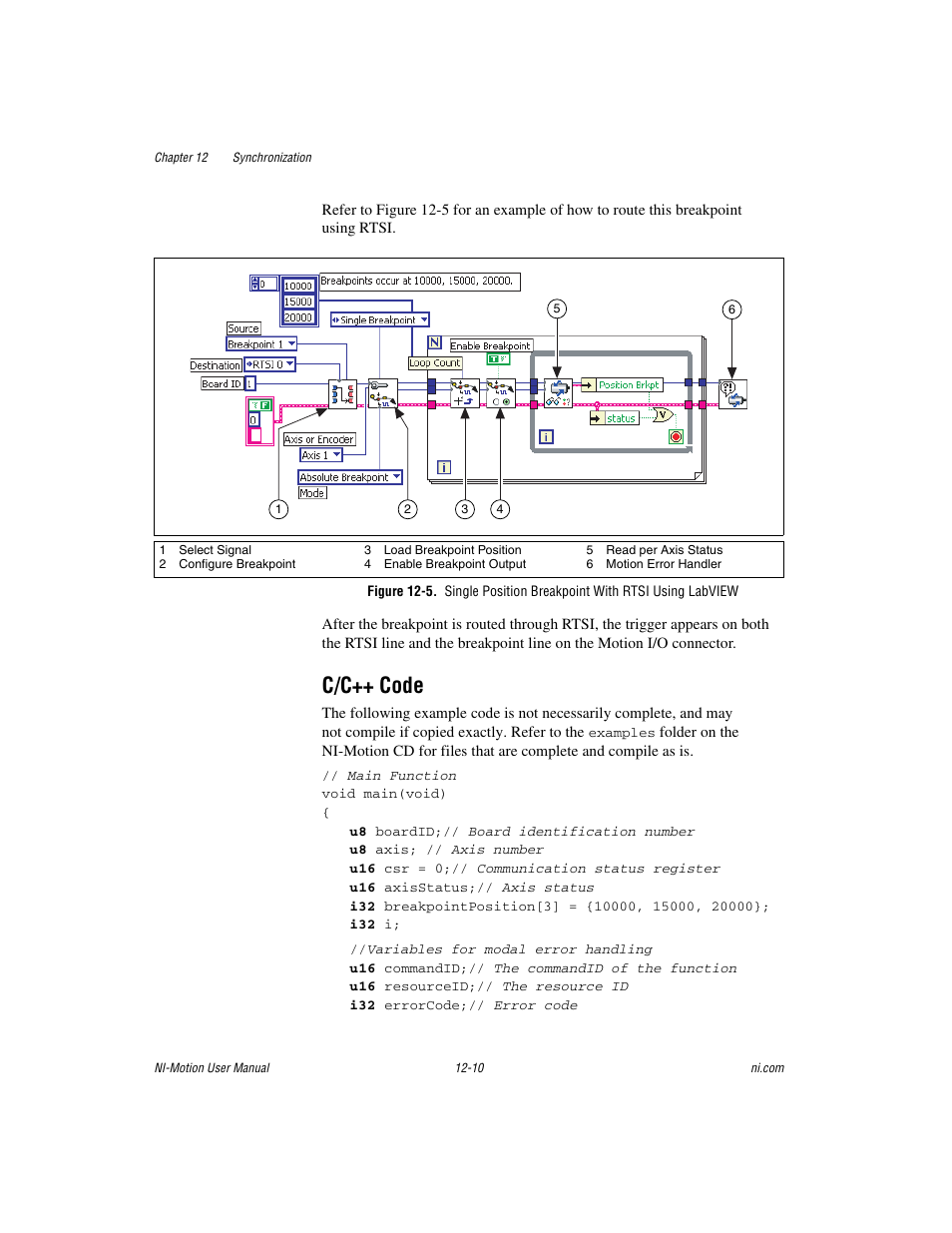 C/c++ code, C/c++ code -10 | National Instruments NI-Motion User Manual | Page 160 / 305