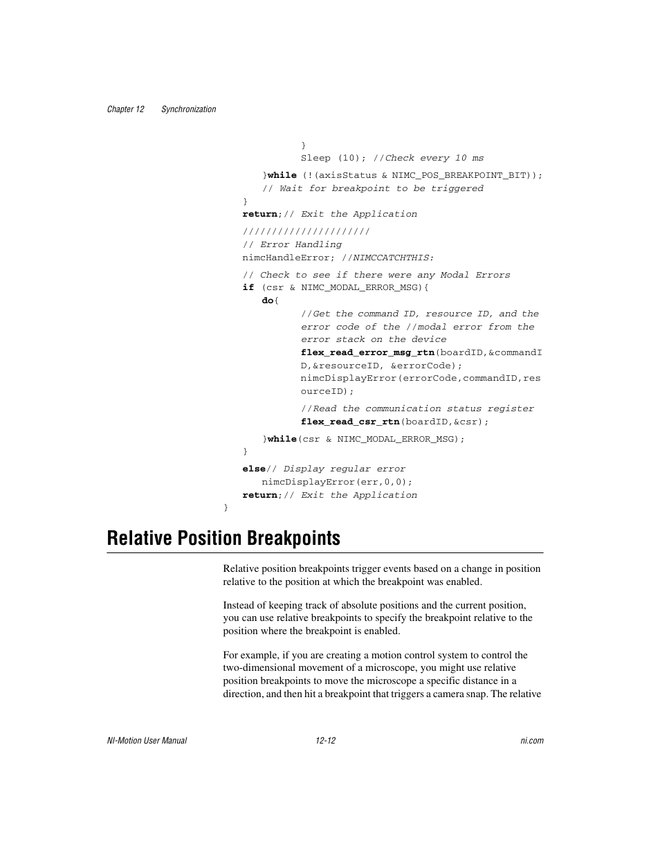 Relative position breakpoints, Relative position breakpoints -12 | National Instruments NI-Motion User Manual | Page 162 / 305