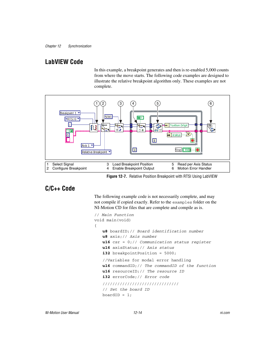 Labview code, C/c++ code, Labview code -14 c/c++ code -14 | National Instruments NI-Motion User Manual | Page 164 / 305
