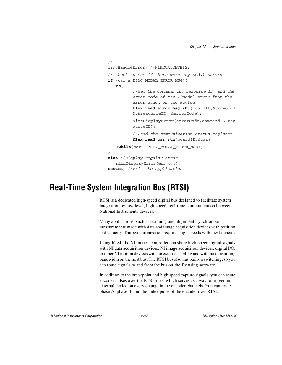 Real-time system integration bus (rtsi), Real-time system integration bus (rtsi) -37 | National Instruments NI-Motion User Manual | Page 187 / 305