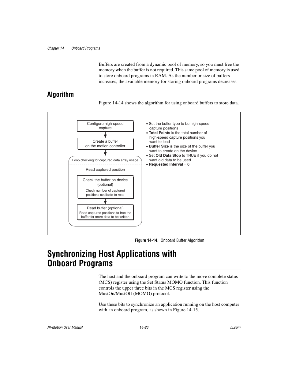 Algorithm, Figure 14-14. onboard buffer algorithm, Algorithm -26 | National Instruments NI-Motion User Manual | Page 234 / 305