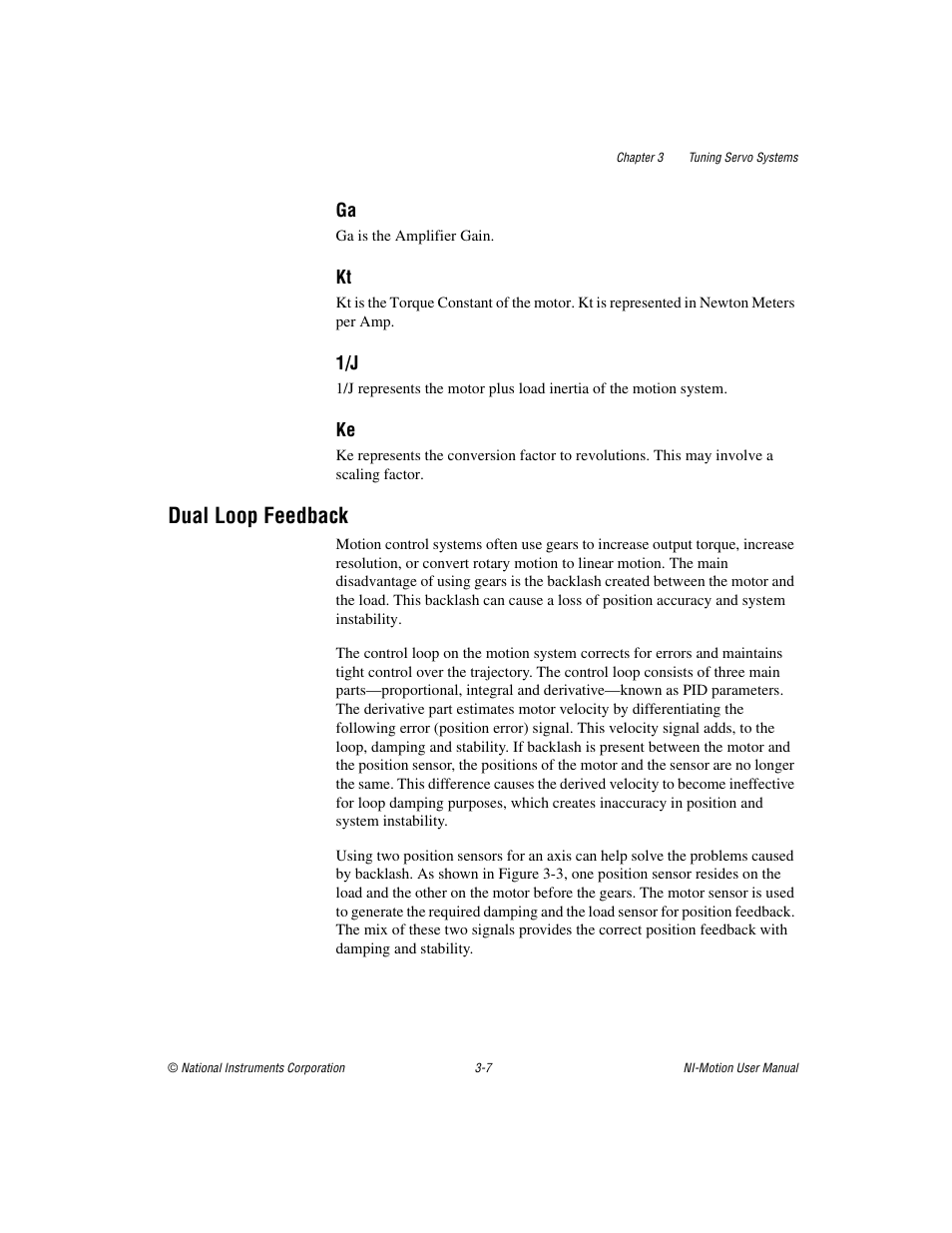 Dual loop feedback | National Instruments NI-Motion User Manual | Page 35 / 305