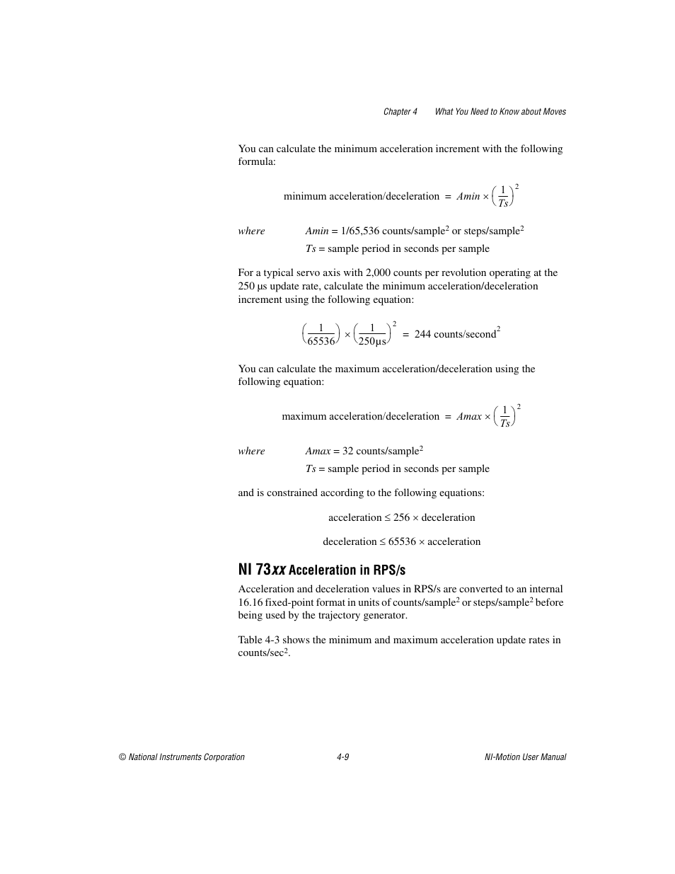 Ni 73 xx, Acceleration in rps/s | National Instruments NI-Motion User Manual | Page 50 / 305