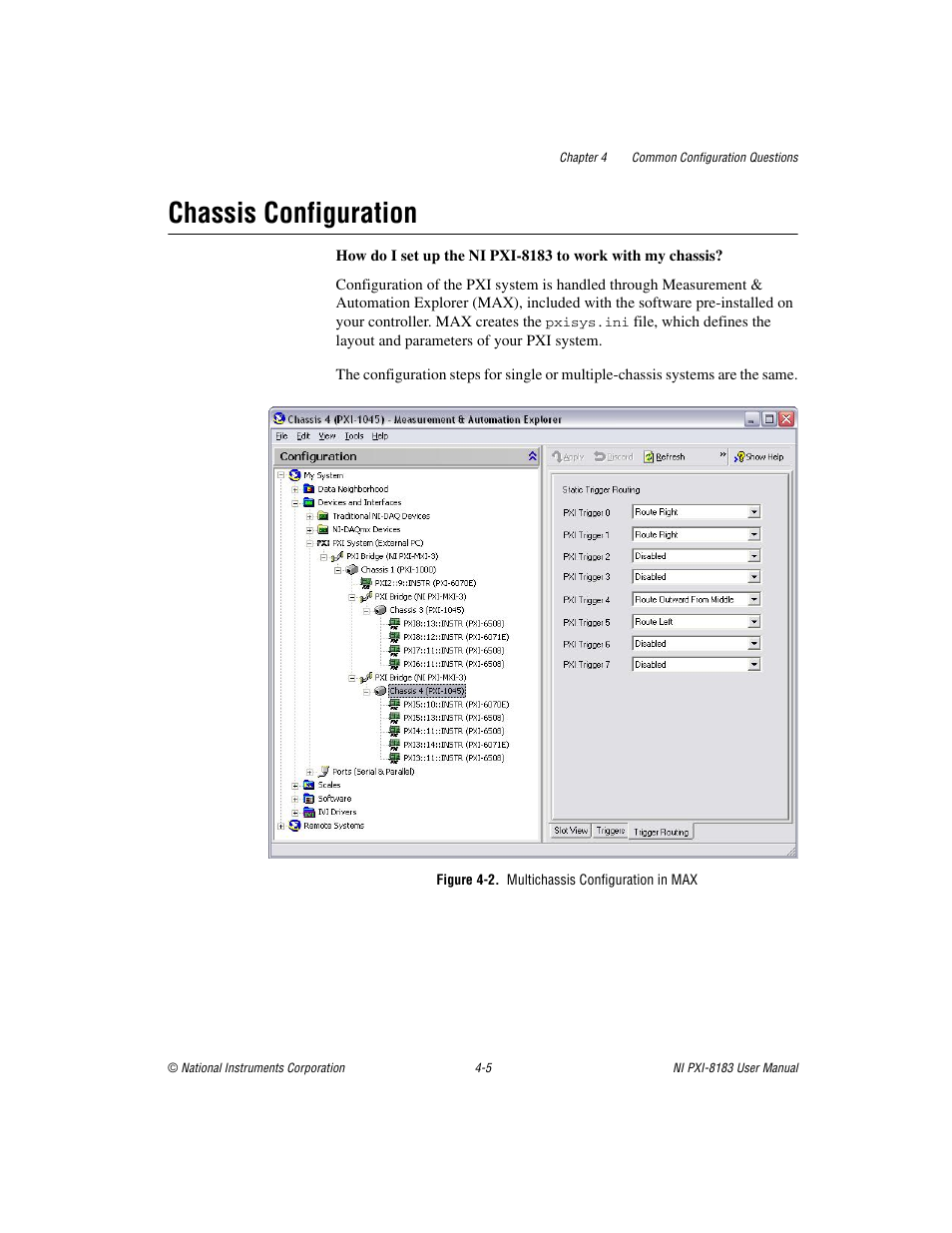 Chassis configuration, Figure 4-2. multichassis configuration in max, Chassis configuration -5 | National Instruments Two-Slot Embedded Controller NI PXI-8183 User Manual | Page 47 / 69