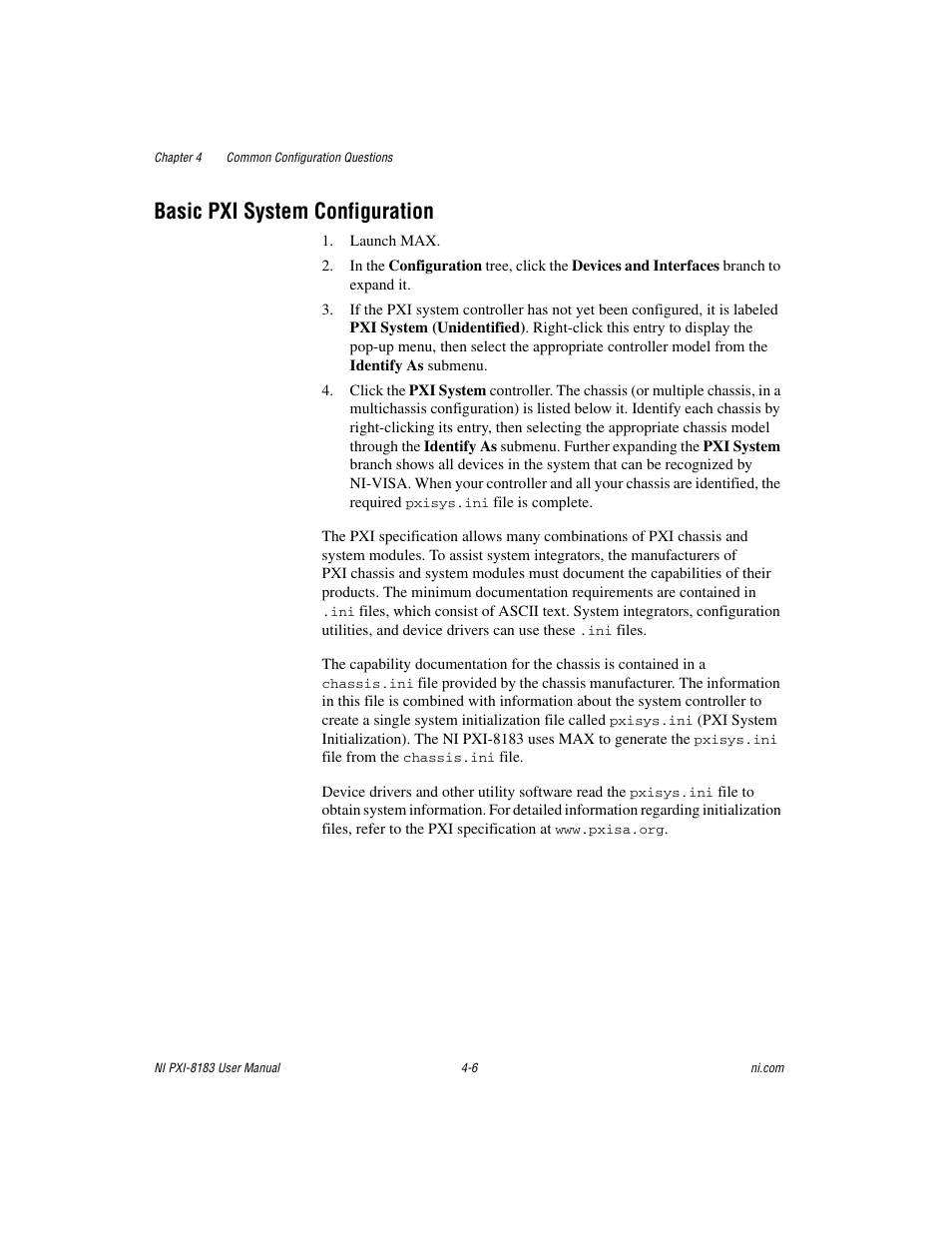 Basic pxi system configuration, Basic pxi system configuration -6 | National Instruments Two-Slot Embedded Controller NI PXI-8183 User Manual | Page 48 / 69