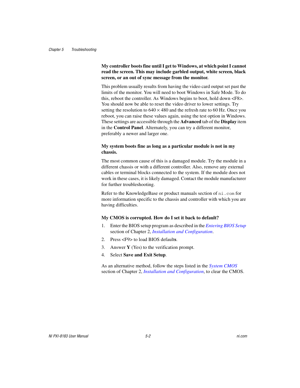 National Instruments Two-Slot Embedded Controller NI PXI-8183 User Manual | Page 52 / 69