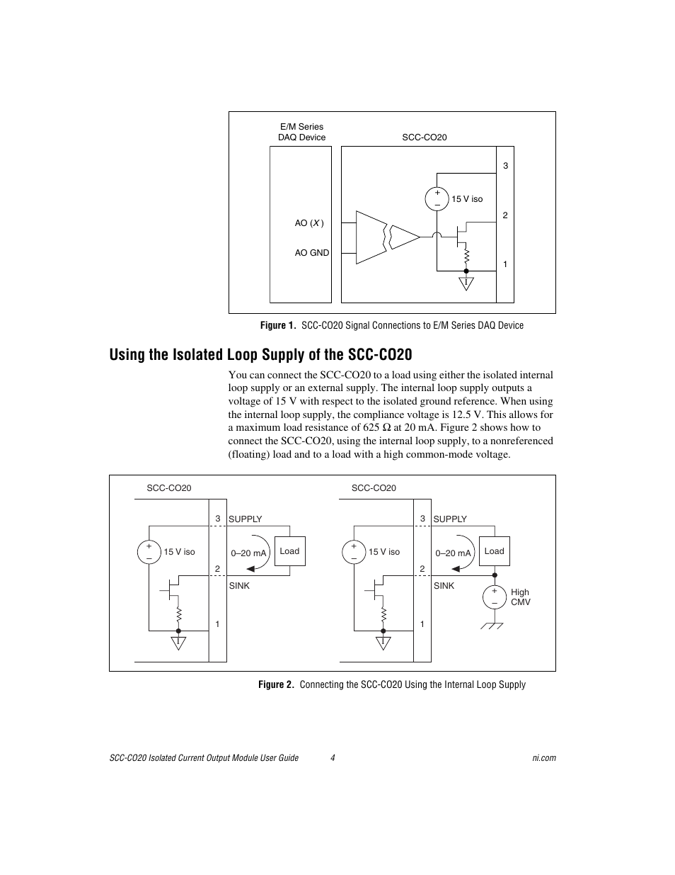 Using the isolated loop supply of the scc-co20 | National Instruments Isolated Current Output Module SCC-CO20 User Manual | Page 4 / 15