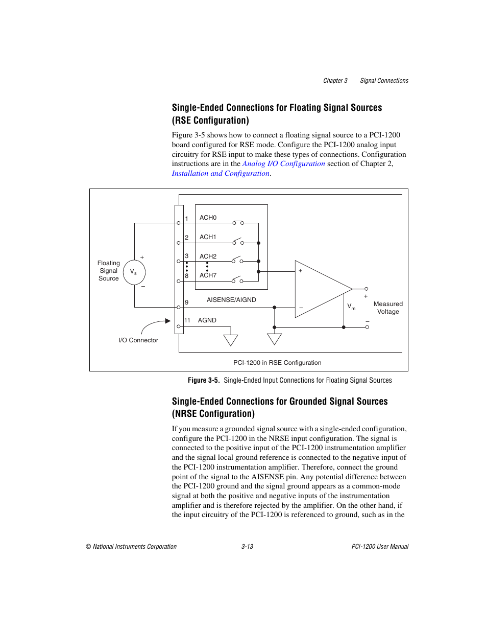 Rse configuration) -13, Nrse configuration) -13, Figure 3-5 | National Instruments PCI-1200 User Manual | Page 35 / 100