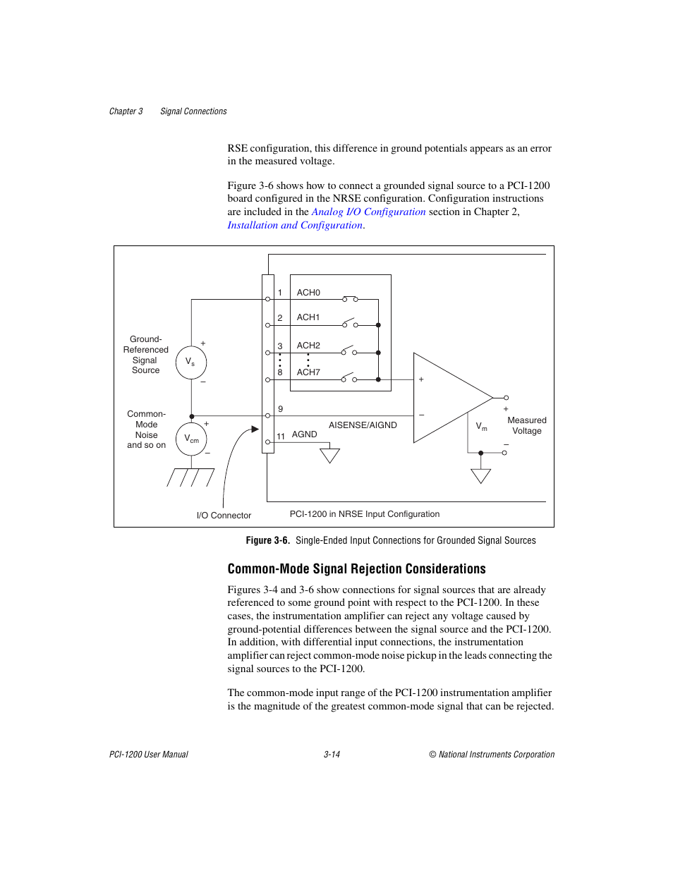 Common-mode signal rejection considerations -14, Figure 3-6, Common-mode signal rejection considerations | National Instruments PCI-1200 User Manual | Page 36 / 100