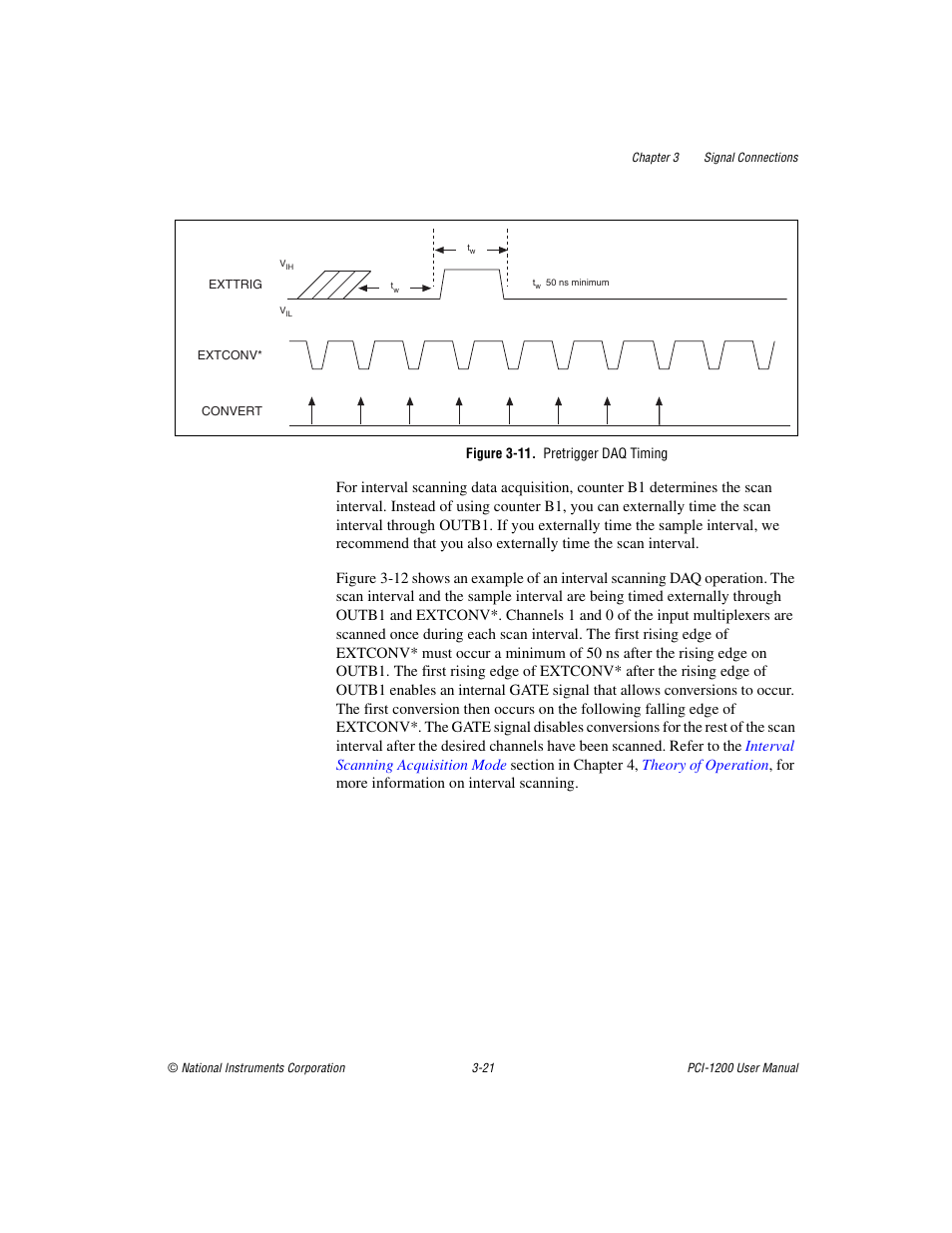 Figure 311. pretrigger daq timing, Figure 3-11, Pretrigger daq timing -21 | National Instruments PCI-1200 User Manual | Page 43 / 100