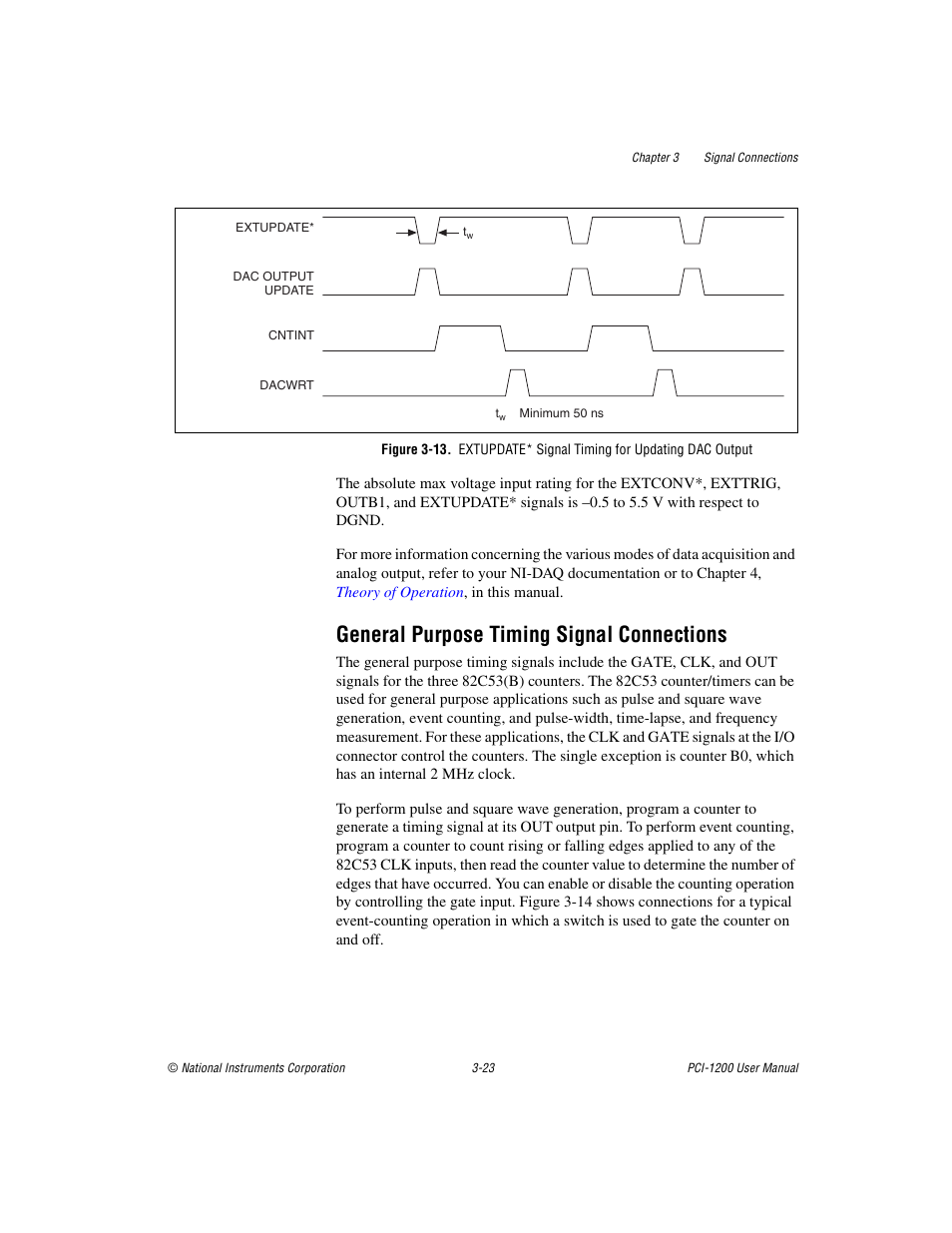 General purpose timing signal connections, General purpose timing signal connections -23, Figure 3-13 | In the | National Instruments PCI-1200 User Manual | Page 45 / 100