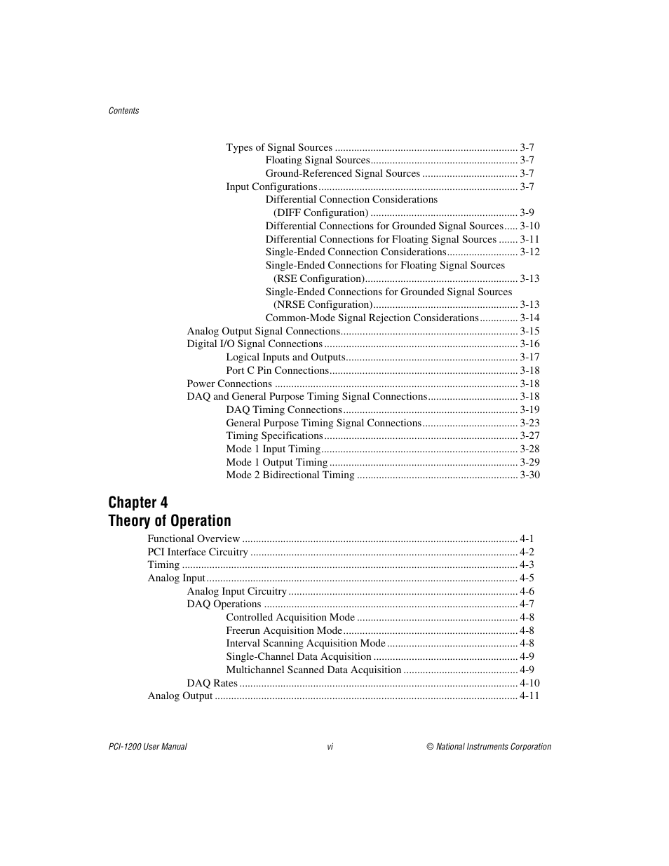 Chapter 4 theory of operation | National Instruments PCI-1200 User Manual | Page 5 / 100