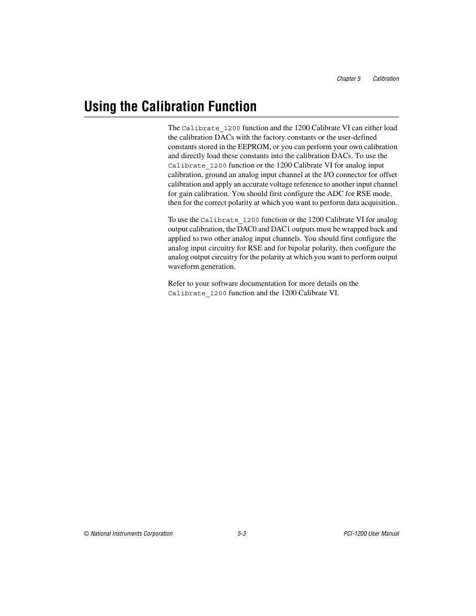 Using the calibration function, Using the calibration function -3 | National Instruments PCI-1200 User Manual | Page 68 / 100