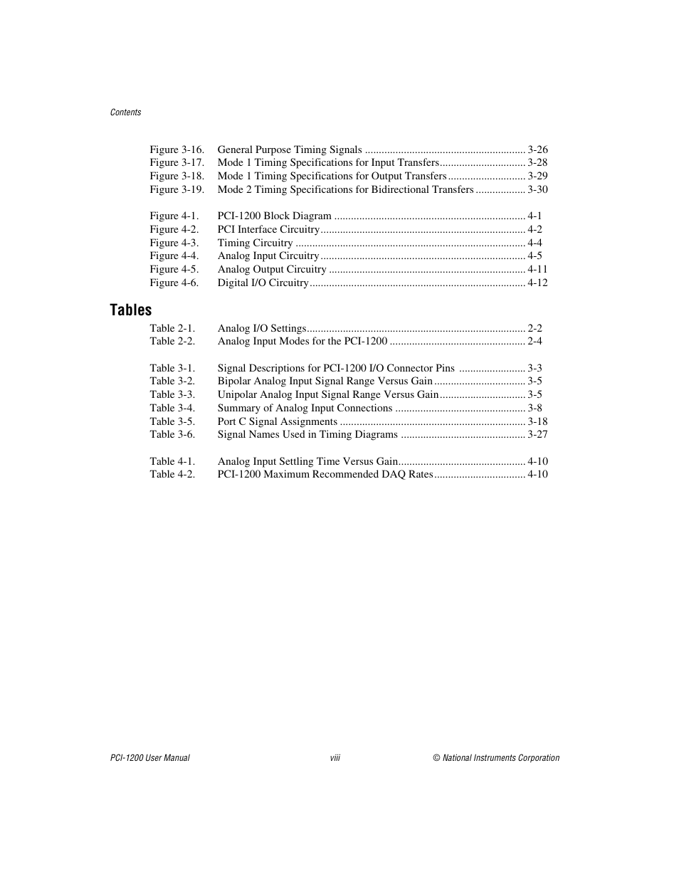 Tables | National Instruments PCI-1200 User Manual | Page 7 / 100