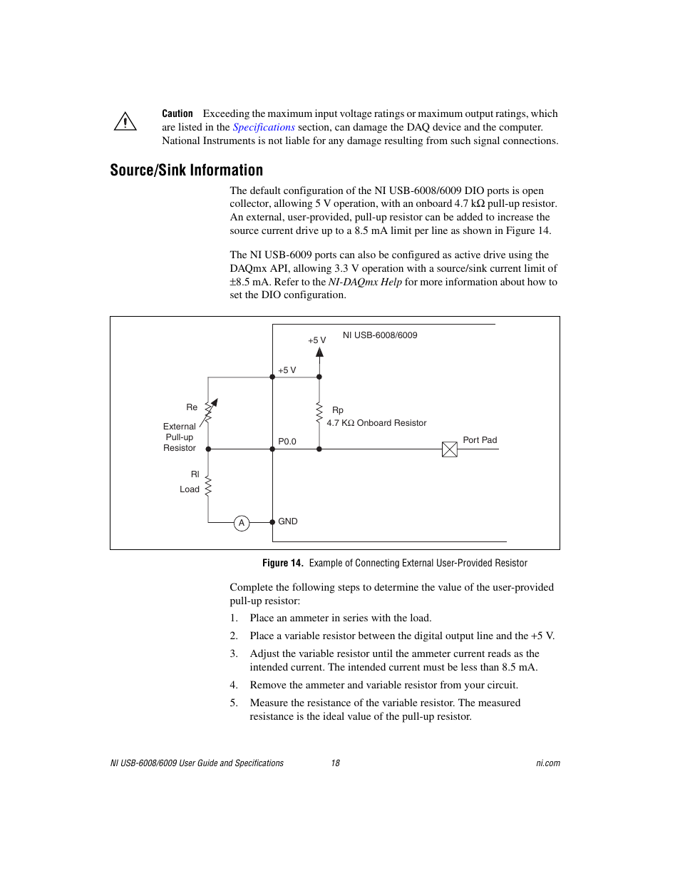 Source/sink information | National Instruments 6008 User Manual | Page 18 / 27