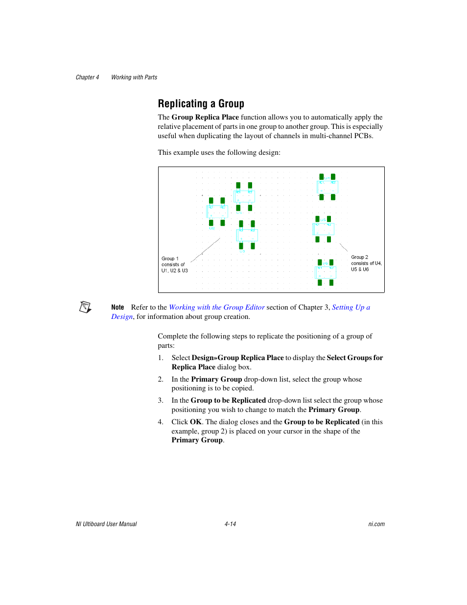 Replicating a group, Replicating a group -14 | National Instruments Graphical User Interface Ultiboard User Manual | Page 110 / 281