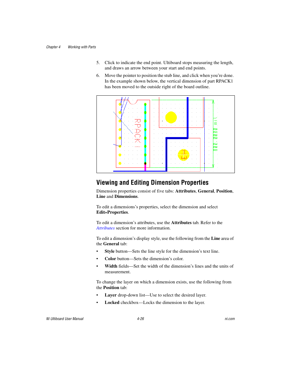 Viewing and editing dimension properties, Viewing and editing dimension properties -26 | National Instruments Graphical User Interface Ultiboard User Manual | Page 122 / 281