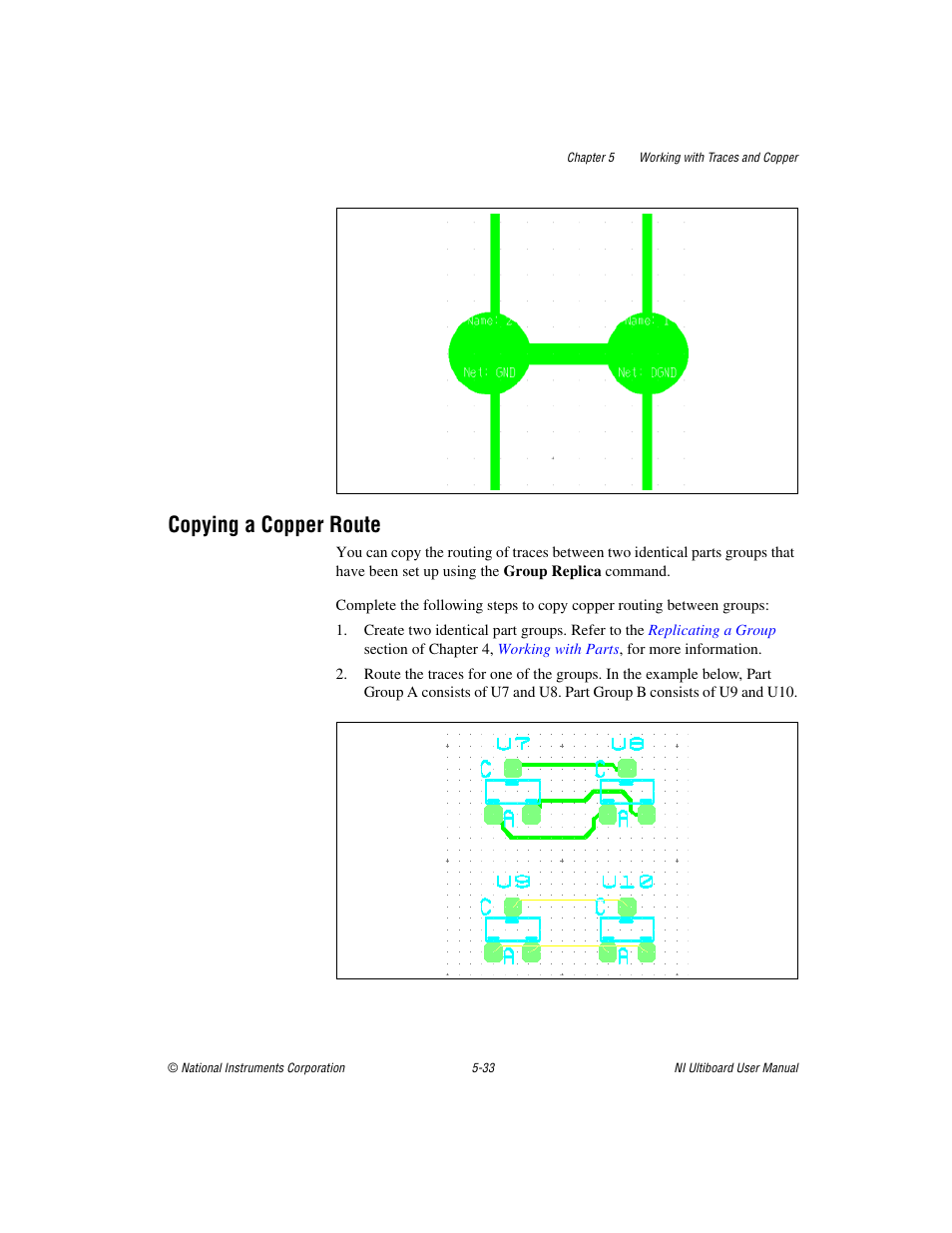 Copying a copper route, Copying a copper route -33 | National Instruments Graphical User Interface Ultiboard User Manual | Page 177 / 281