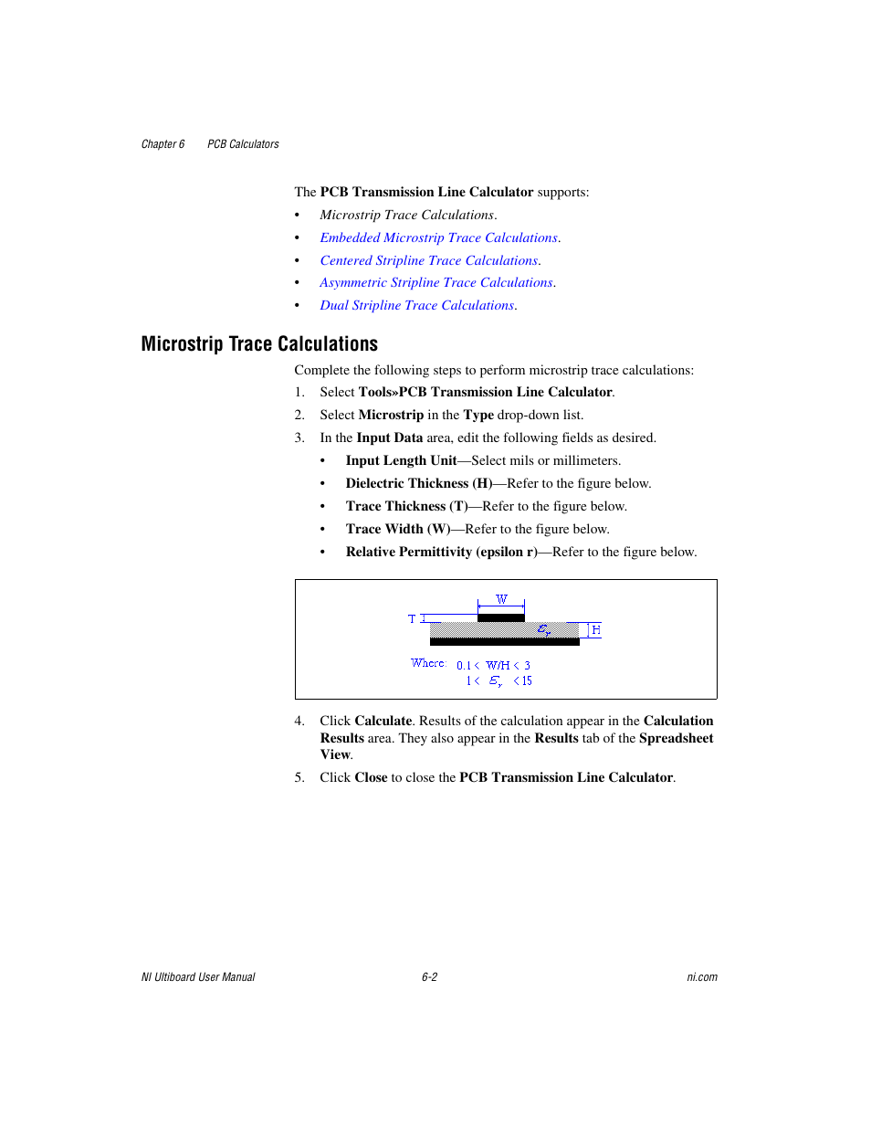 Microstrip trace calculations, Microstrip trace calculations -2 | National Instruments Graphical User Interface Ultiboard User Manual | Page 185 / 281