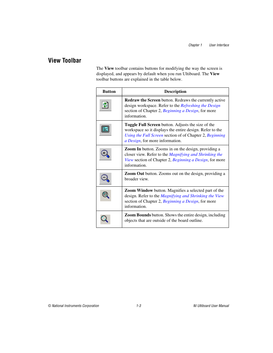 View toolbar, View toolbar -3 | National Instruments Graphical User Interface Ultiboard User Manual | Page 19 / 281