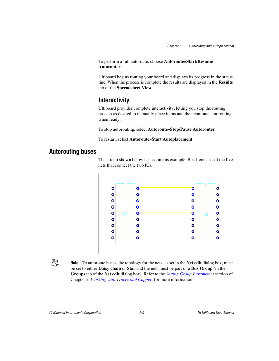 Interactivity, Autorouting buses, Interactivity -9 | Autorouting buses -9 | National Instruments Graphical User Interface Ultiboard User Manual | Page 206 / 281
