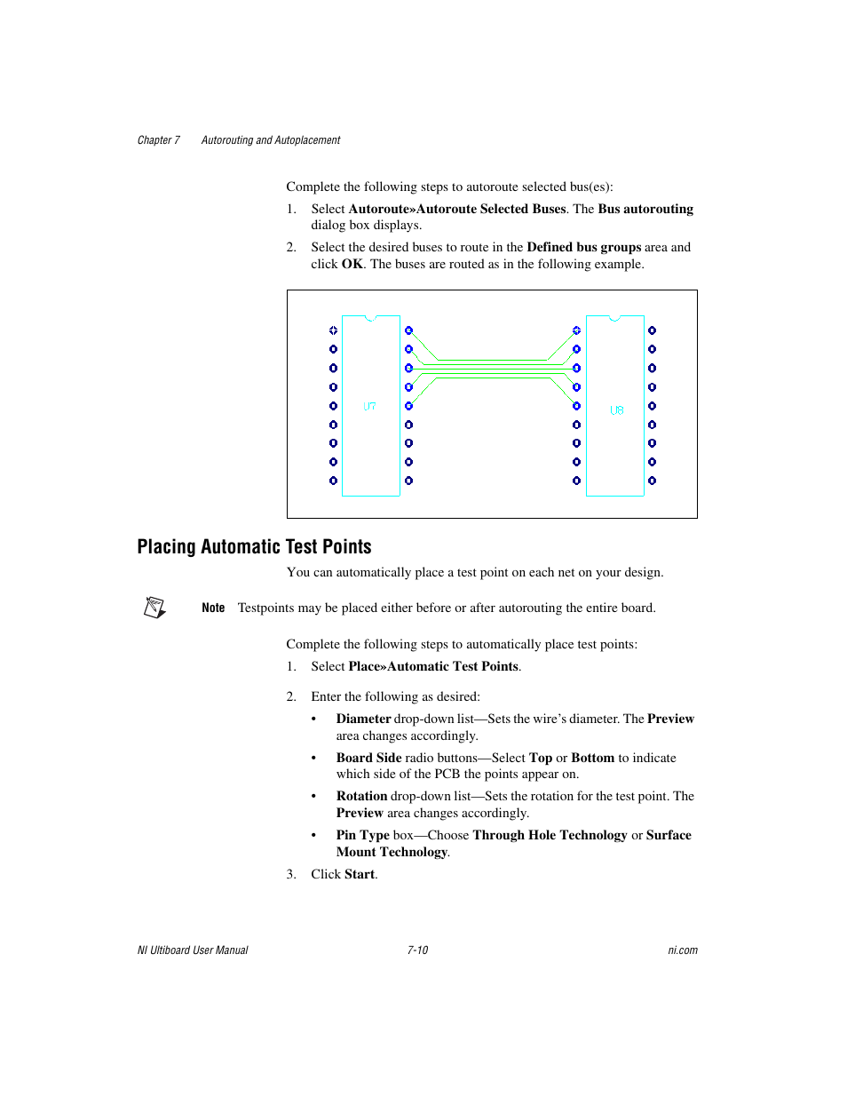 Placing automatic test points, Placing automatic test points -10 | National Instruments Graphical User Interface Ultiboard User Manual | Page 207 / 281
