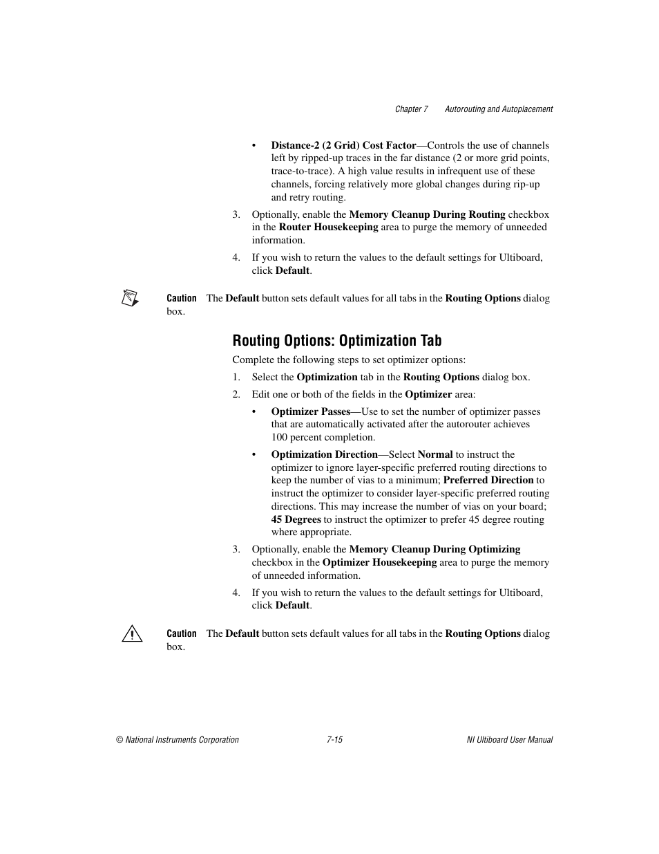 Routing options: optimization tab, Routing options: optimization tab -15 | National Instruments Graphical User Interface Ultiboard User Manual | Page 212 / 281