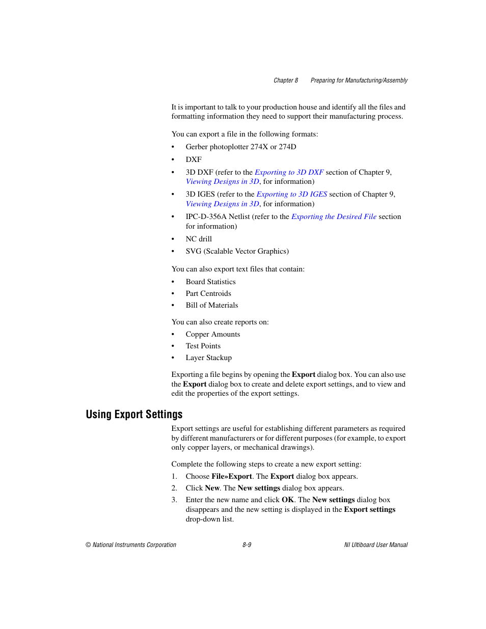Using export settings, Using export settings -9 | National Instruments Graphical User Interface Ultiboard User Manual | Page 223 / 281