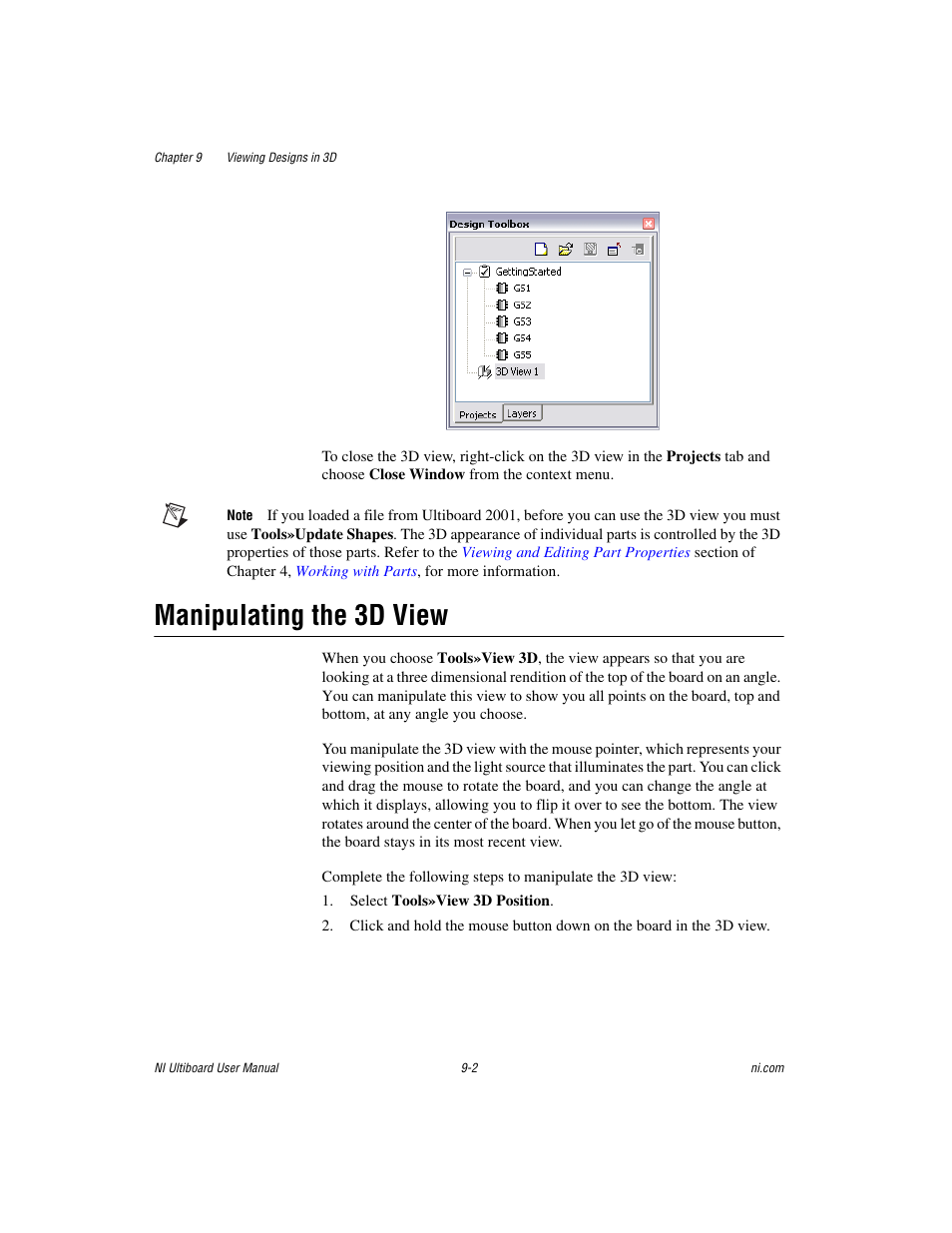 Manipulating the 3d view, Manipulating the 3d view -2 | National Instruments Graphical User Interface Ultiboard User Manual | Page 232 / 281