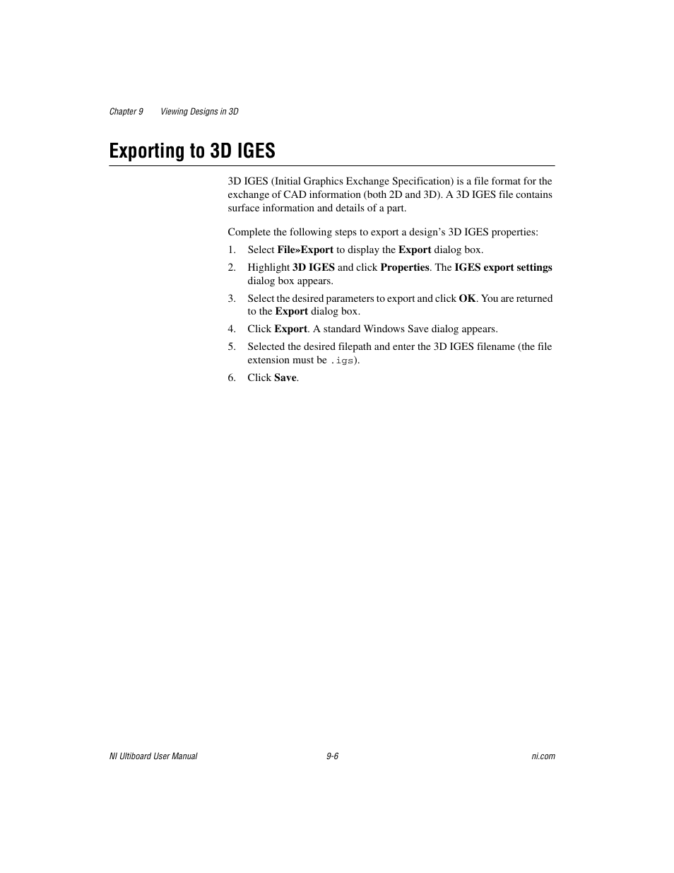 Exporting to 3d iges, Exporting to 3d iges -6 | National Instruments Graphical User Interface Ultiboard User Manual | Page 236 / 281