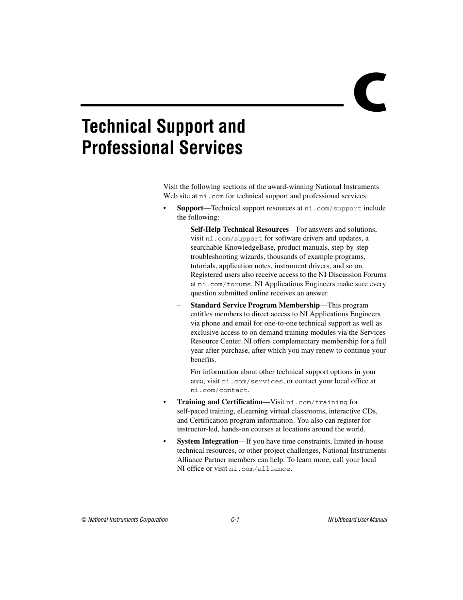 Technical support and professional services | National Instruments Graphical User Interface Ultiboard User Manual | Page 269 / 281