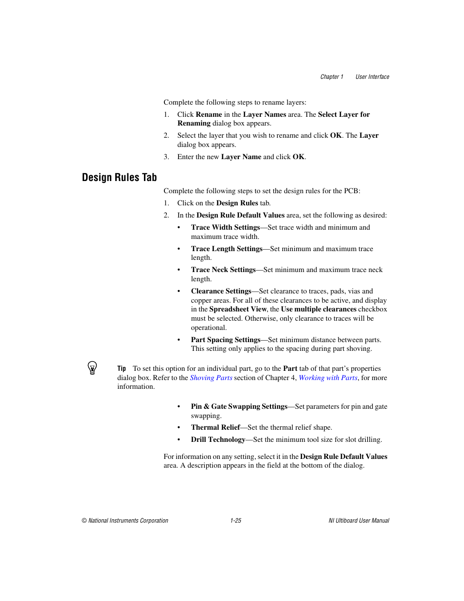 Design rules tab, Design rules tab -25 | National Instruments Graphical User Interface Ultiboard User Manual | Page 41 / 281