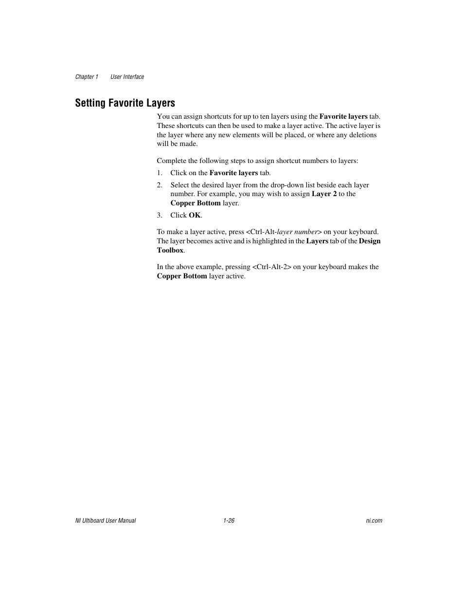 Setting favorite layers, Setting favorite layers -26 | National Instruments Graphical User Interface Ultiboard User Manual | Page 42 / 281