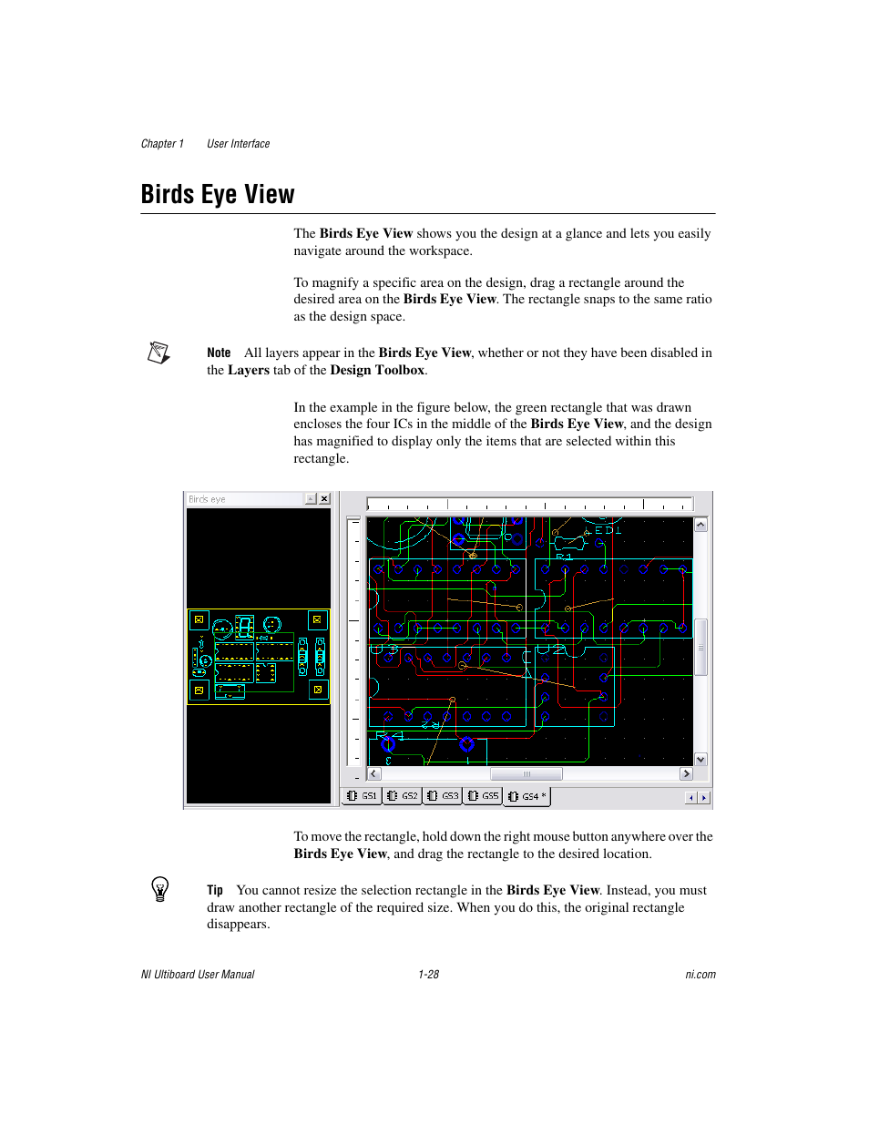 Birds eye view, Birds eye view -28 | National Instruments Graphical User Interface Ultiboard User Manual | Page 44 / 281