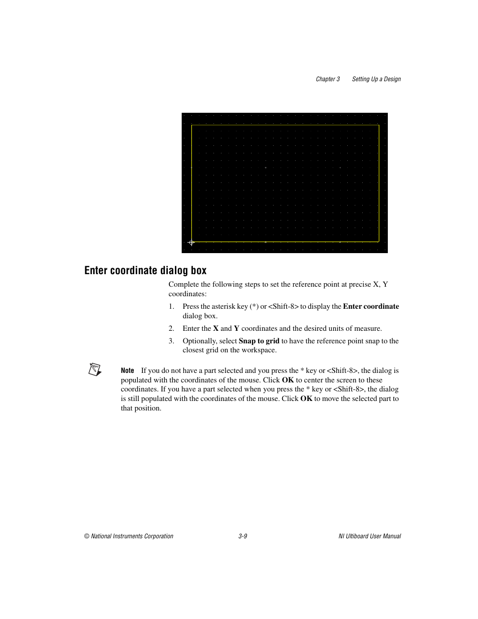 Enter coordinate dialog box, Enter coordinate dialog box -9 | National Instruments Graphical User Interface Ultiboard User Manual | Page 85 / 281