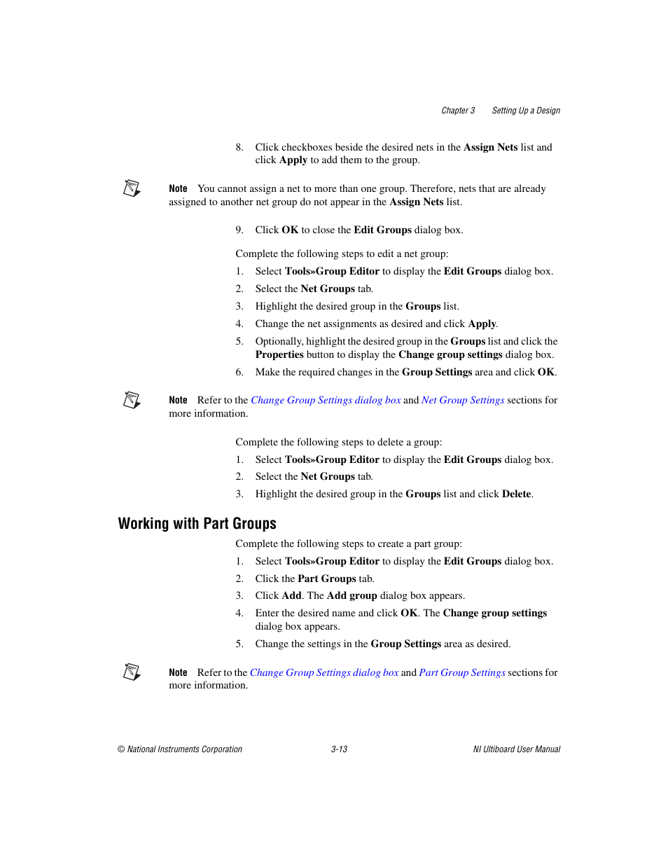 Working with part groups, Working with part groups -13 | National Instruments Graphical User Interface Ultiboard User Manual | Page 89 / 281
