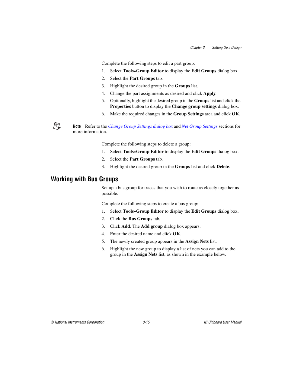 Working with bus groups, Working with bus groups -15 | National Instruments Graphical User Interface Ultiboard User Manual | Page 91 / 281