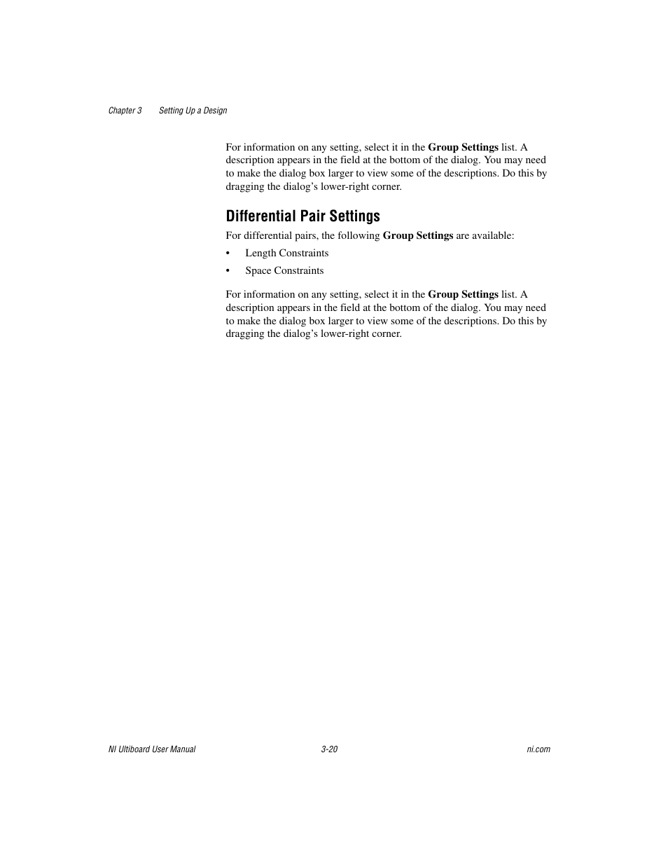 Differential pair settings, Differential pair settings -20 | National Instruments Graphical User Interface Ultiboard User Manual | Page 96 / 281