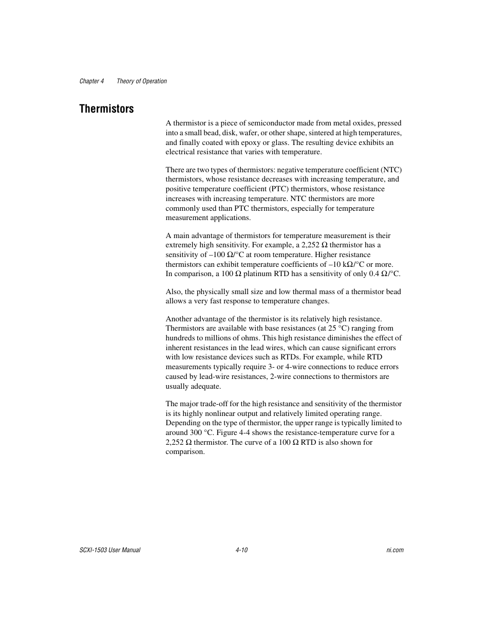 Thermistors, Thermistors -10 | National Instruments Module SCXI-1503 User Manual | Page 40 / 79