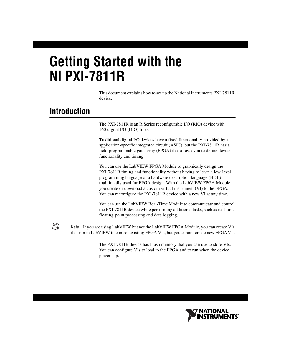 National Instruments Network Device NI PXI-7811R User Manual | 8 pages