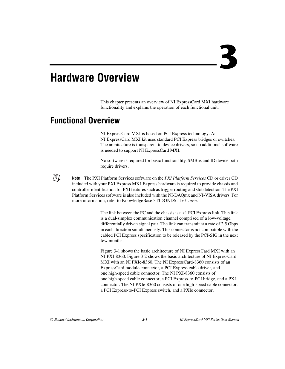 Chapter 3 hardware overview, Functional overview, Functional overview -1 | Ter 3, Hardware overview | National Instruments MXI Series User Manual | Page 17 / 40