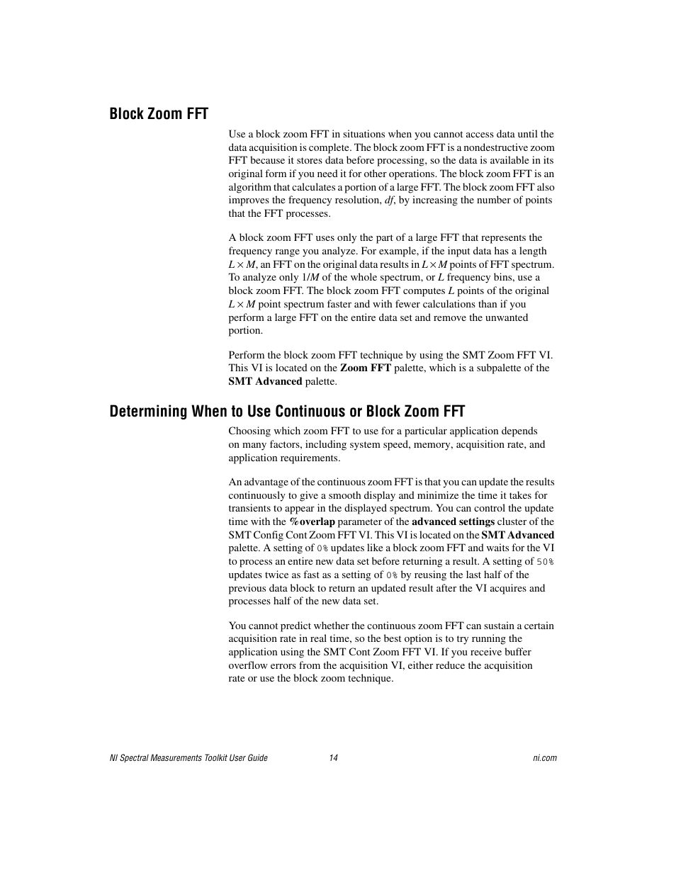 Block zoom fft | National Instruments NI Spectral Measurements Toolkit User Manual | Page 14 / 35